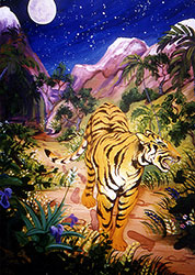 psychedelic abstract tiger oil painting