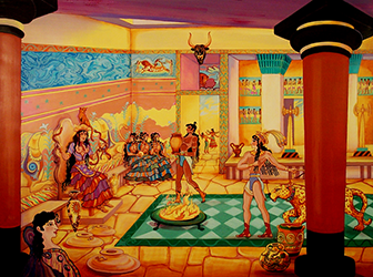 psychedelic egyptian acrylic painting
