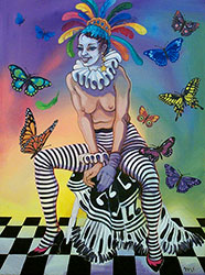 mardi gras psychedelic acrylic painting